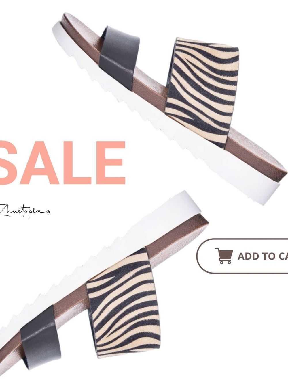 Dirty Laundry Zebra-Print Dual Strap Slide Sandals - Black & Cream